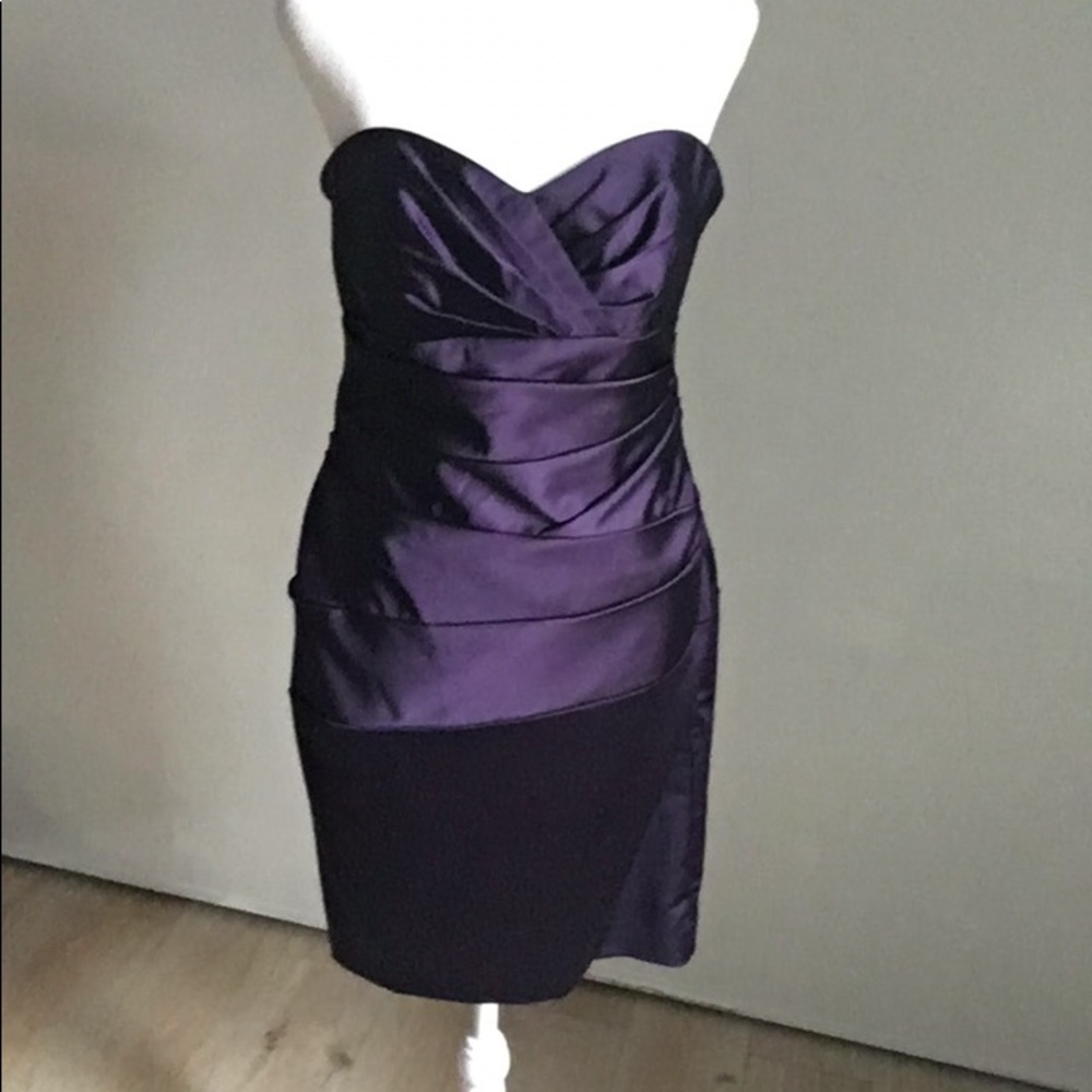 New David’s Bridal Sweetheart Stretch Satin Formal Evening Party Cocktail Dress